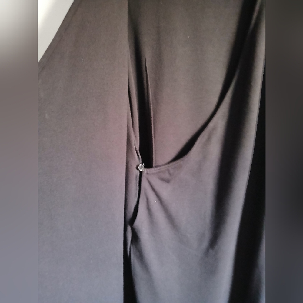 Women's Talbots Petite black rayon knit sleeveless long dress SzPL - Picture 7 of 13